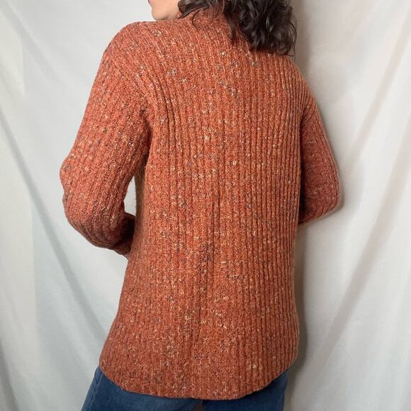 Vintage 90s Y2K ribbed orange turtleneck sweater boucle Spiegel marled oversized - Picture 12 of 17